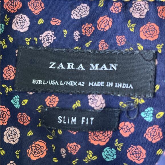 ZARA MAN Slim Fit Button Up Shirt short sleeve Sz L Slightly used - Picture 5 of 5